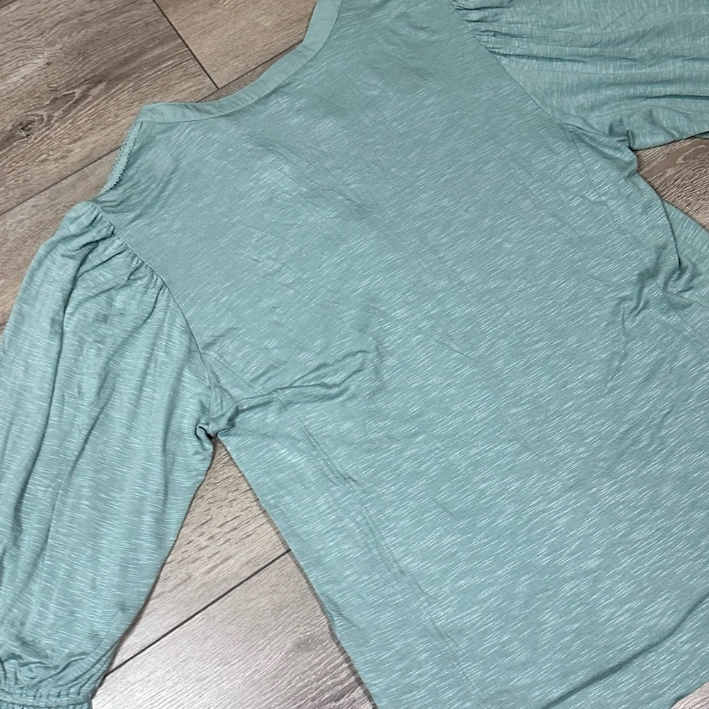 •Sold•  NWT Democracy Elbow Lantern 1/3 Sleeve Embroidered Button Up - Picture 15 of 15